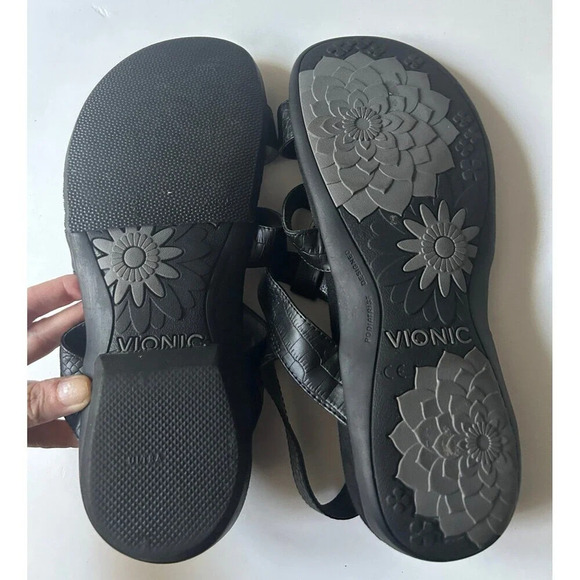Vionic Amber Slingback Sandals Women’s Size 9 Black Croc Print - Picture 5 of 7